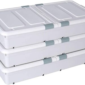 3 Pack Large Rolling Under Bed Storage Bin With Wheels